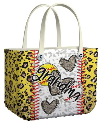 Stylish Grandma Tote Bag - Leopard Print With Heart Design - Perfect Gift For Her
