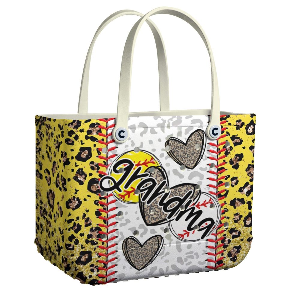 Stylish Grandma Tote Bag - Leopard Print With Heart Design - Perfect Gift For Her
