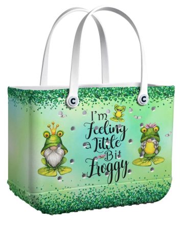 Bucket Tote Bag, Limited Edition Bogg Bag, Beach Bag Feeling Froggy