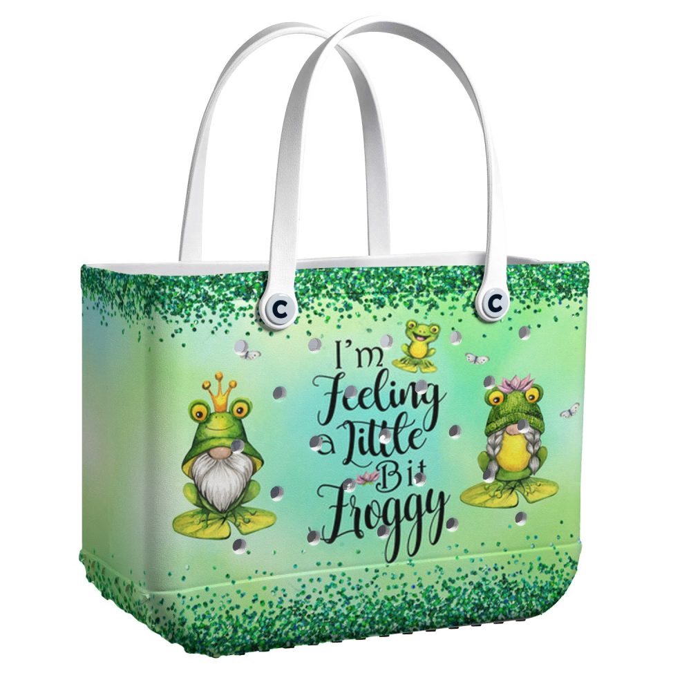 Bucket Tote Bag, Limited Edition Bogg Bag, Beach Bag Feeling Froggy
