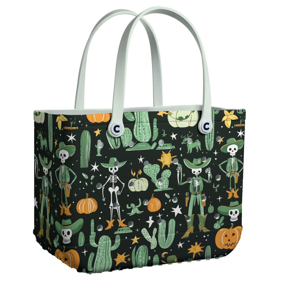 Spooky Skeleton Cactus Tote Bag – Halloween Style For Fun & Functionality!