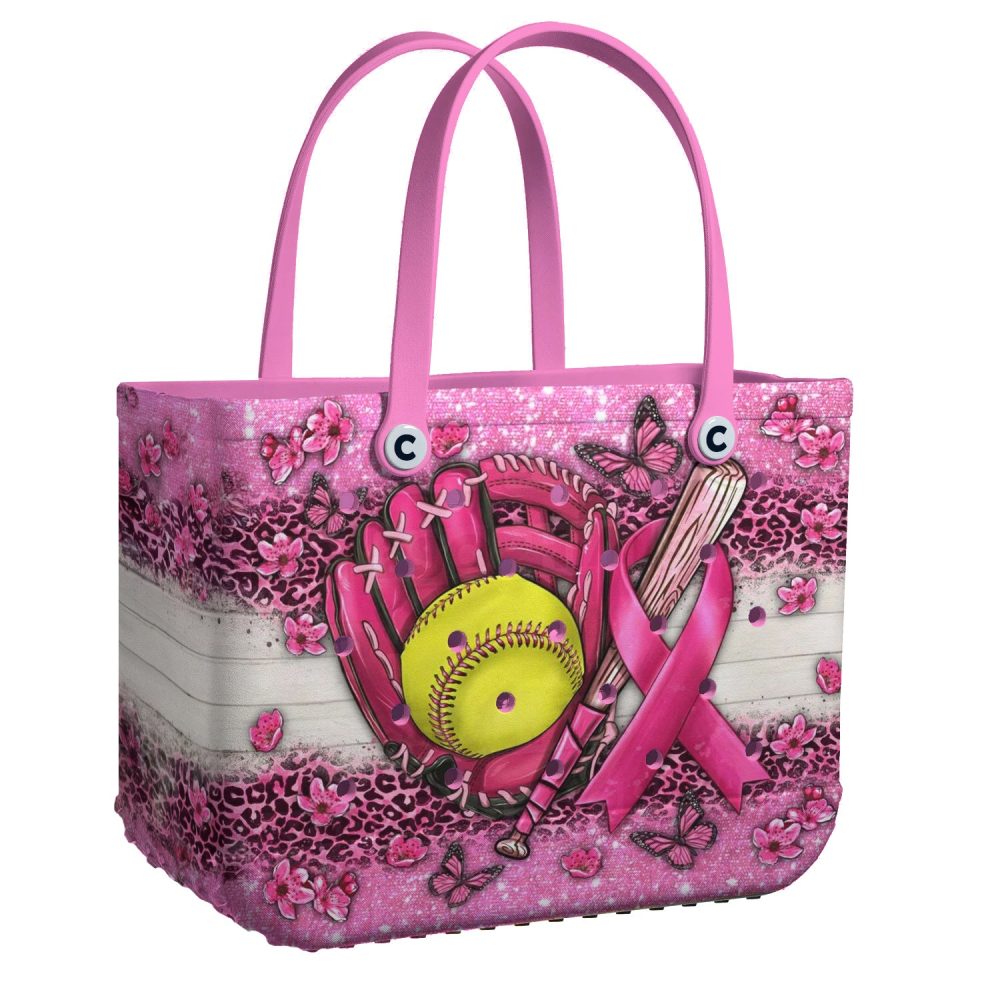 Bucket Tote Bag, Limited Edition Bogg Bag, Beach Bag Pink Ribbon Pitch