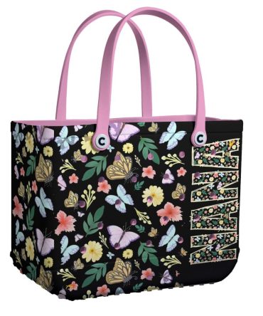 Chic Floral Butterfly Tote Bag - Stylish Large Capacity Handbag For Women