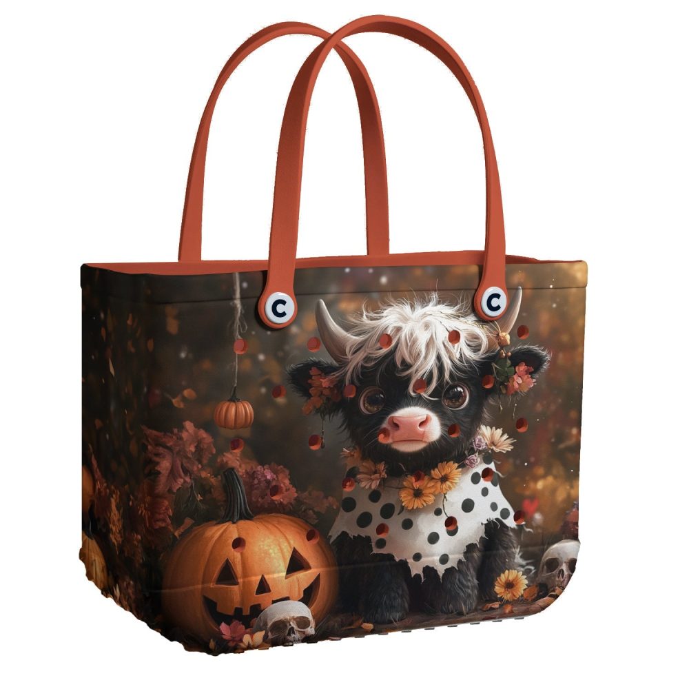 Bucket Tote Bag, Limited Edition Bogg Bag, Beach Bag Spooky Cow