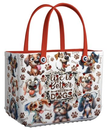 Dog Lover Tote Bag - Cute Cartoon Design, Perfect Gift For Pet Owners - 'Life Is Better With Dogs' Print