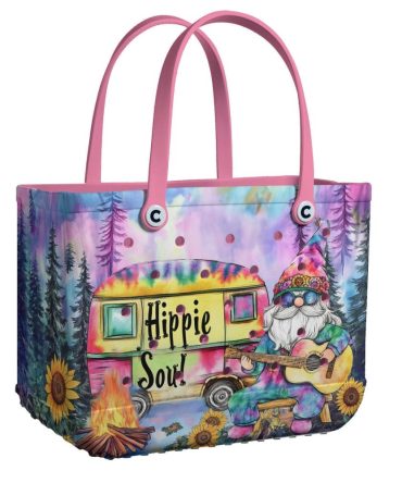 Hippie Soul Tote Bag - Colorful Boho Camper & Gnome Design, Perfect For Beach & Travel