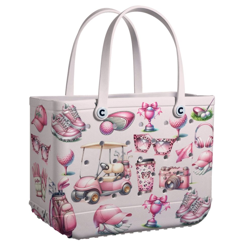 Stylish Pink Golf-Themed Tote Bag - Durable, Spacious & Chic Design For Everyday Use
