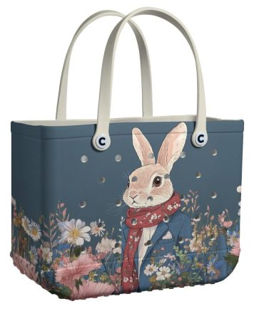 Bucket Tote Bag, Limited Edition Bogg Bag, Beach Bag Whimsical Woodland Bunny