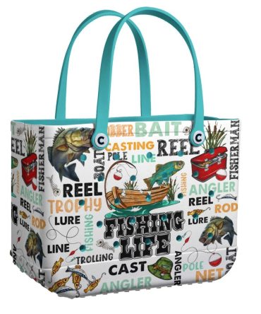 Colorful Fishing Life Tote Bag - Durable, Spacious, Perfect For Anglers & Outdoor Enthusiasts