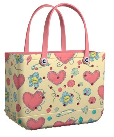 Bucket Tote Bag, Limited Edition Bogg Bag, Beach Bag Stitched With Love