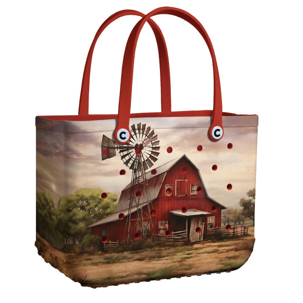 Charming Red Barn Farmhouse Tote Bag – Rustic Style With Durable Design For Everyday Use