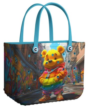 Bucket Tote Bag, Limited Edition Bogg Bag, Beach Bag Hiphop Pooh