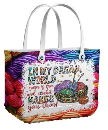 Colorful Yarn Lover'S Tote Bag - Dream World Crochet Design, Knit Enthusiast Gift