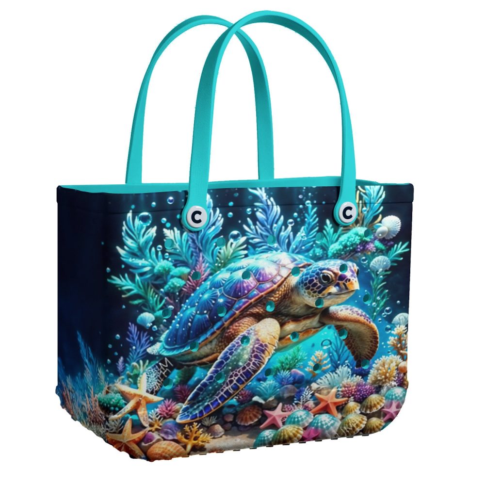 Tropical Sea Turtle Beach Tote Bag – Vibrant Ocean Design, Perfect For Summer Adventures