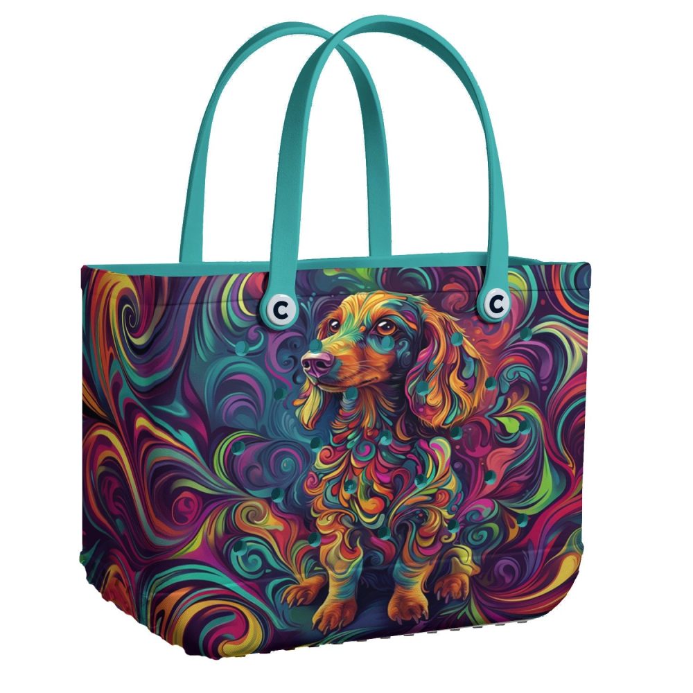 Colorful Dachshund Tote Bag – Vibrant Art Design, Durable & Spacious For Everyday Use
