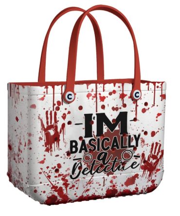 Stylish Detective Tote Bag – Unique Blood Splatter Design, Perfect Gift For Mystery Lovers