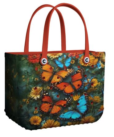 Vibrant Butterfly & Floral Tote Bag – Stylish, Spacious, Eco-Friendly Shopper