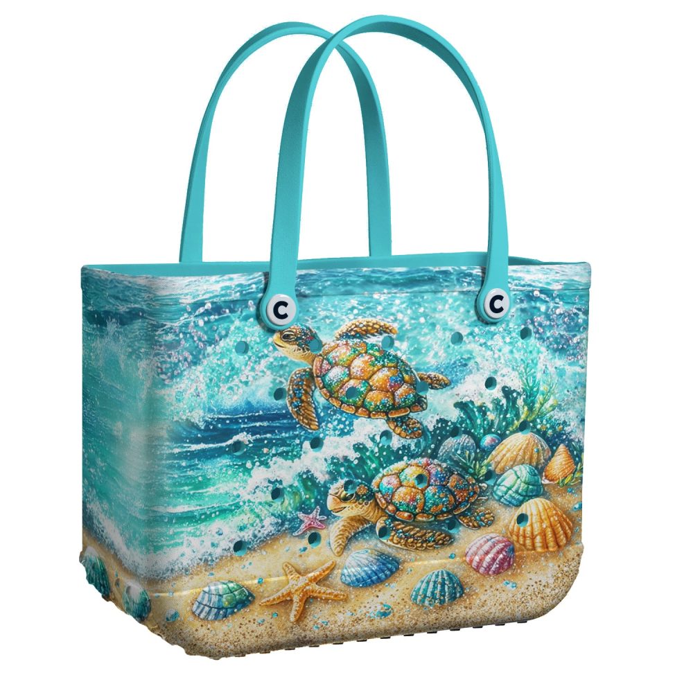 Vibrant Sea Turtle Beach Tote – Waterproof & Eco-Friendly Bag For Summer Adventures