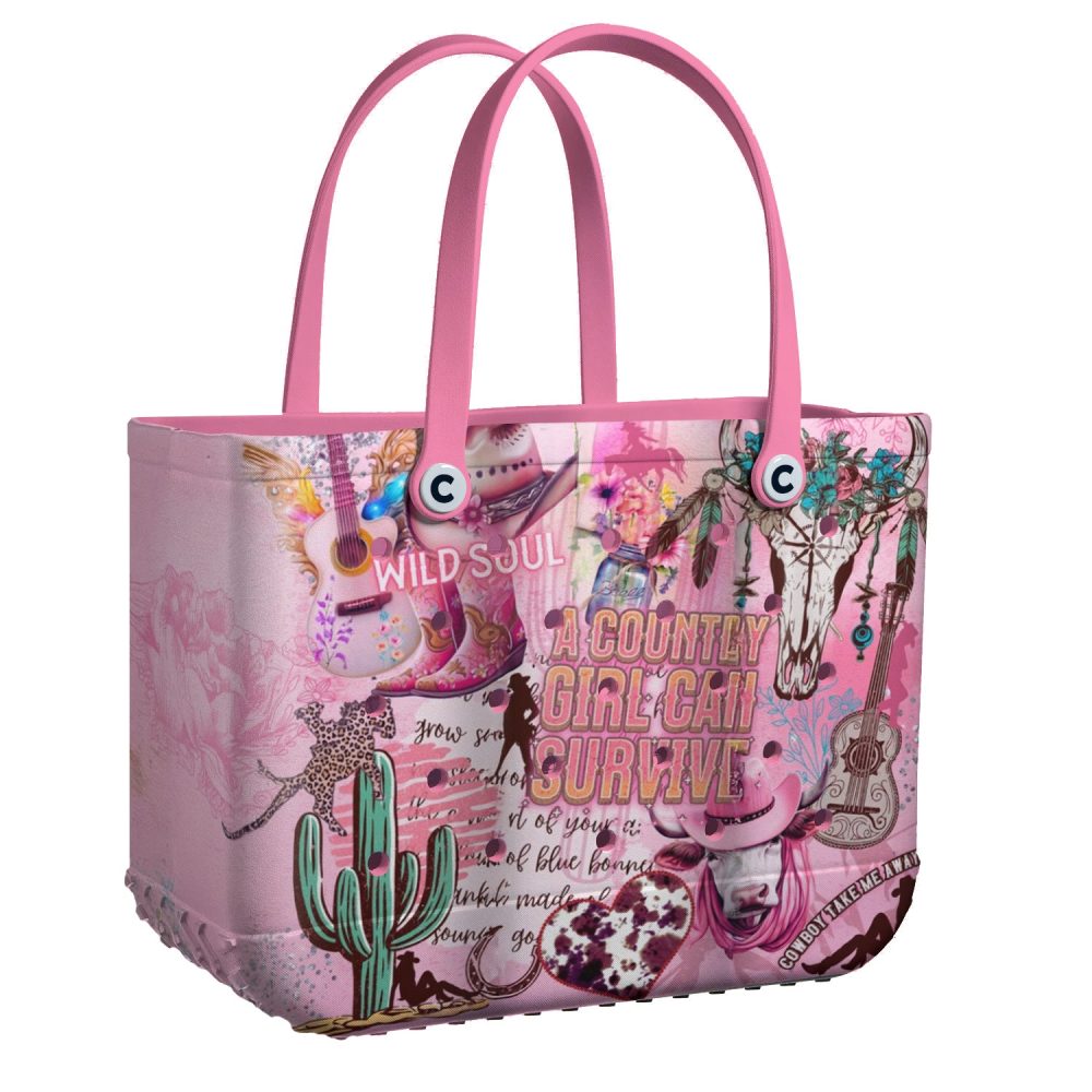 Bucket Tote Bag, Limited Edition Bogg Bag, Beach Bag Rustic Country Girl