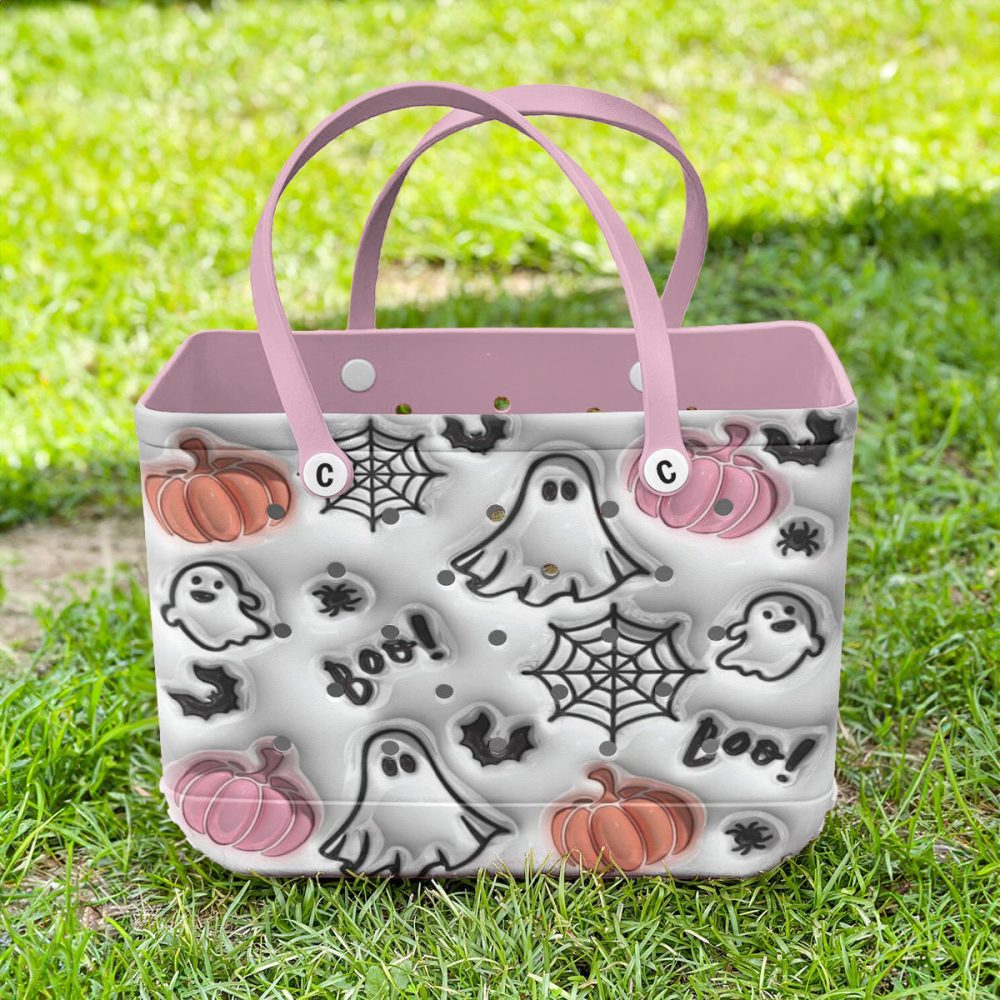 Spooky Halloween Tote Bag - Ghost & Pumpkin Design , Perfect For Trick-Or-Treating & Fall Outings - Image 2