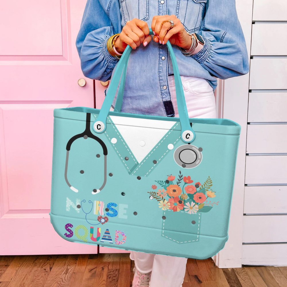 Bucket Tote Bag, Limited Edition Bogg Bag, Beach Bag Caring Crew - Image 3