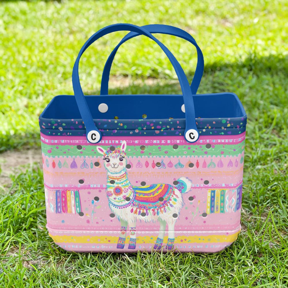 Vibrant Llama-Themed Tote Bag - Colorful, Durable, Perfect For Shopping & Beach Days! - Image 3