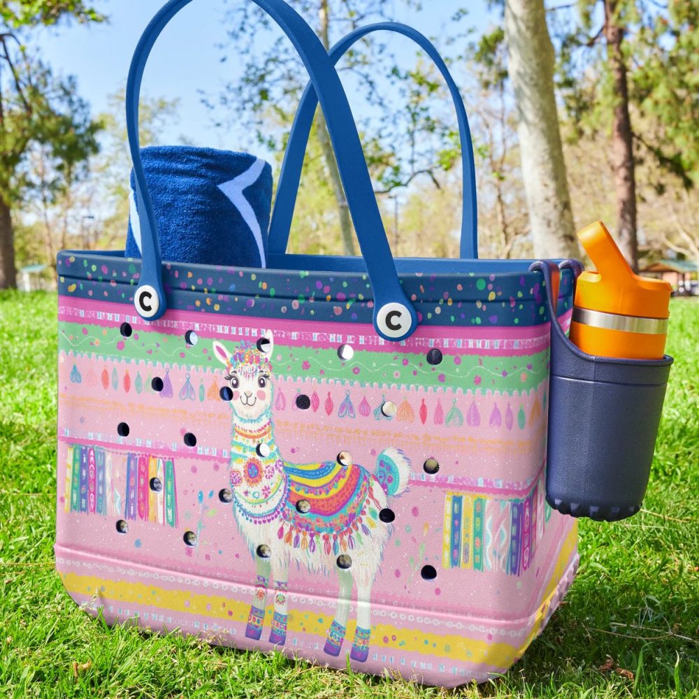 Vibrant Llama-Themed Tote Bag - Colorful, Durable, Perfect For Shopping & Beach Days! - Image 4