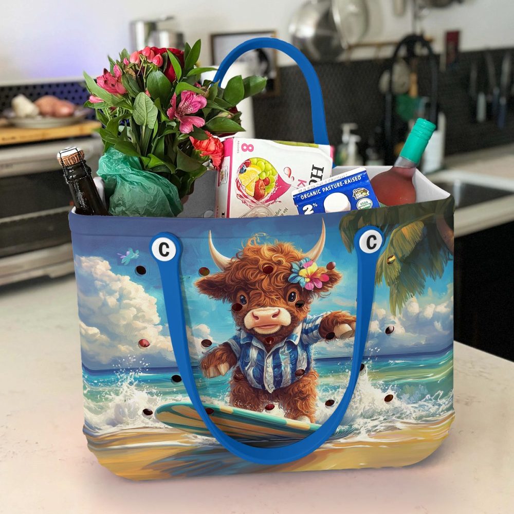Bucket Tote Bag, Limited Edition Bogg Bag, Beach Bag Cowabunga, Moo! - Image 4