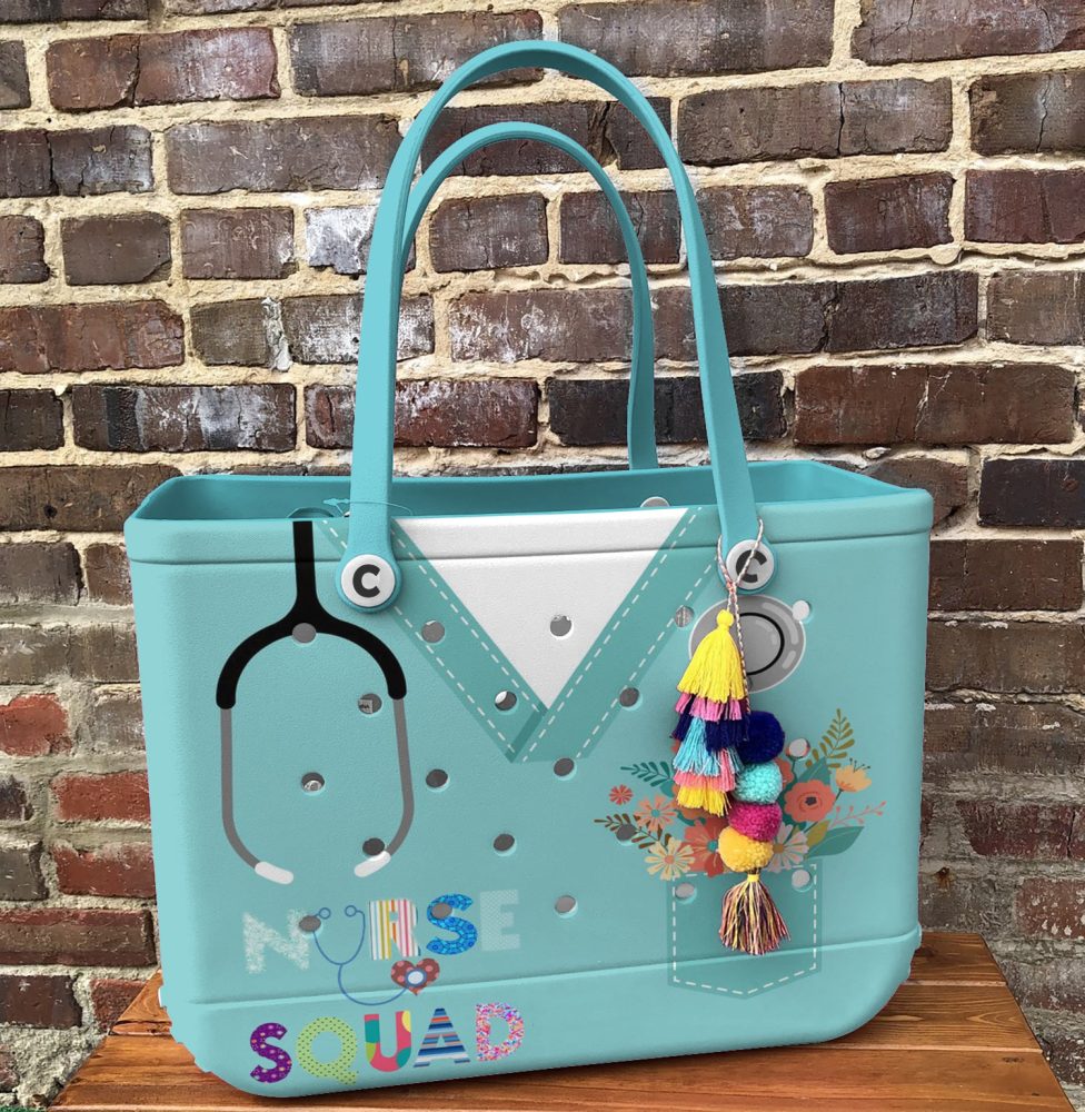 Bucket Tote Bag, Limited Edition Bogg Bag, Beach Bag Caring Crew - Image 2