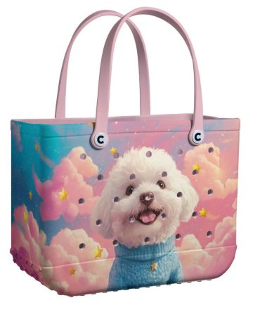 Bucket Tote Bag, Limited Edition Bogg Bag, Beach Bag Fluffy Starry Sky