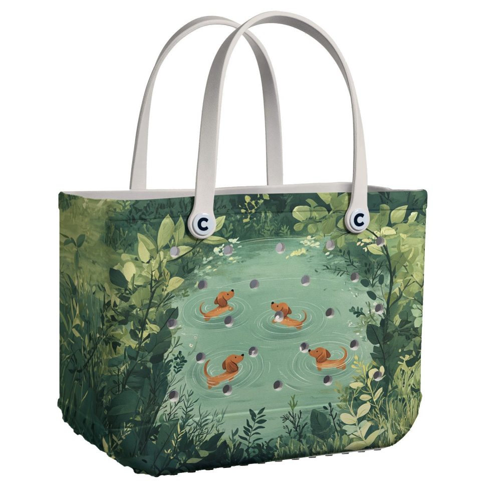Bucket Tote Bag, Limited Edition Bogg Bag, Beach Bag Sausage Dog'S Joy