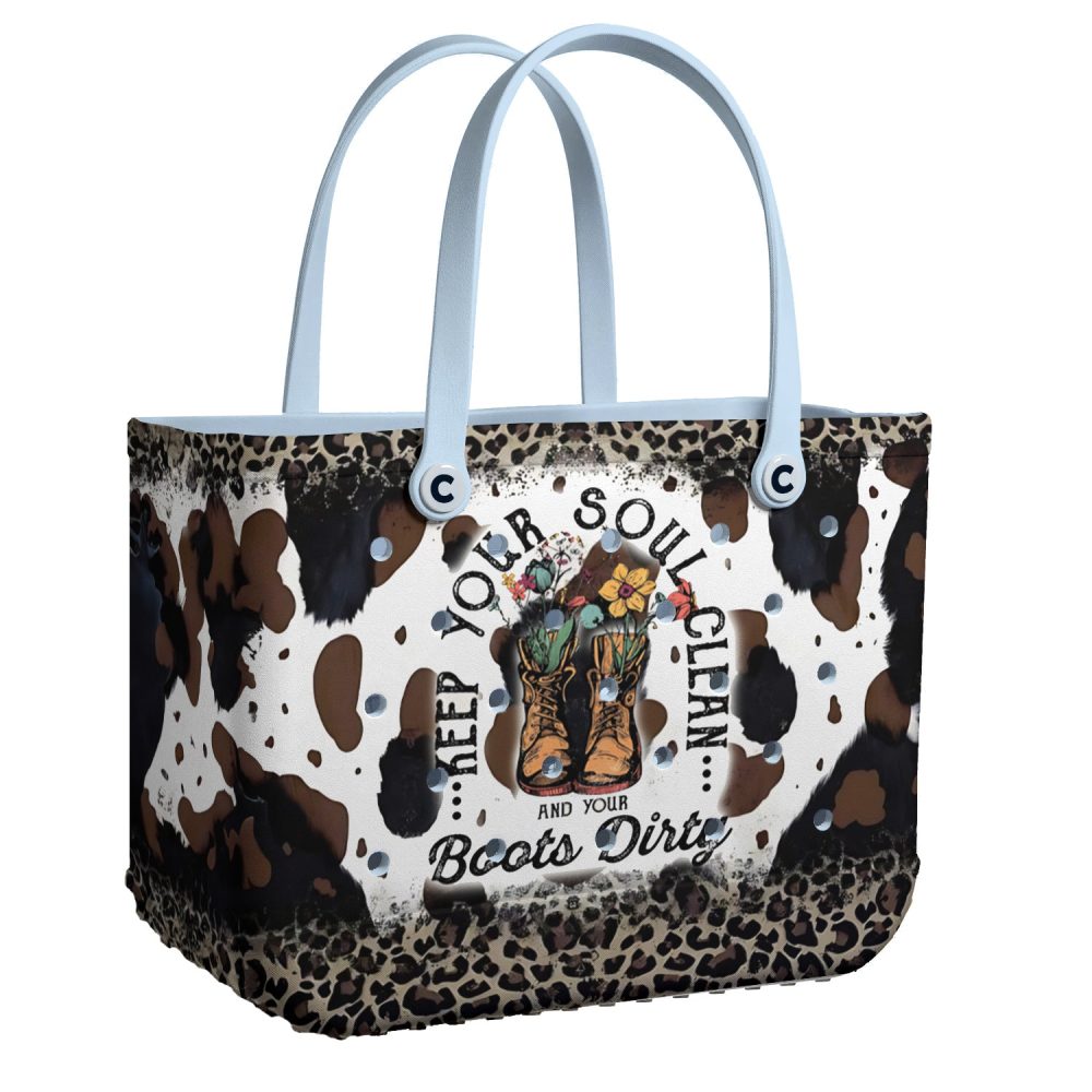 Bucket Tote Bag, Limited Edition Bogg Bag, Beach Bag Clean Heart, Dirty Boots