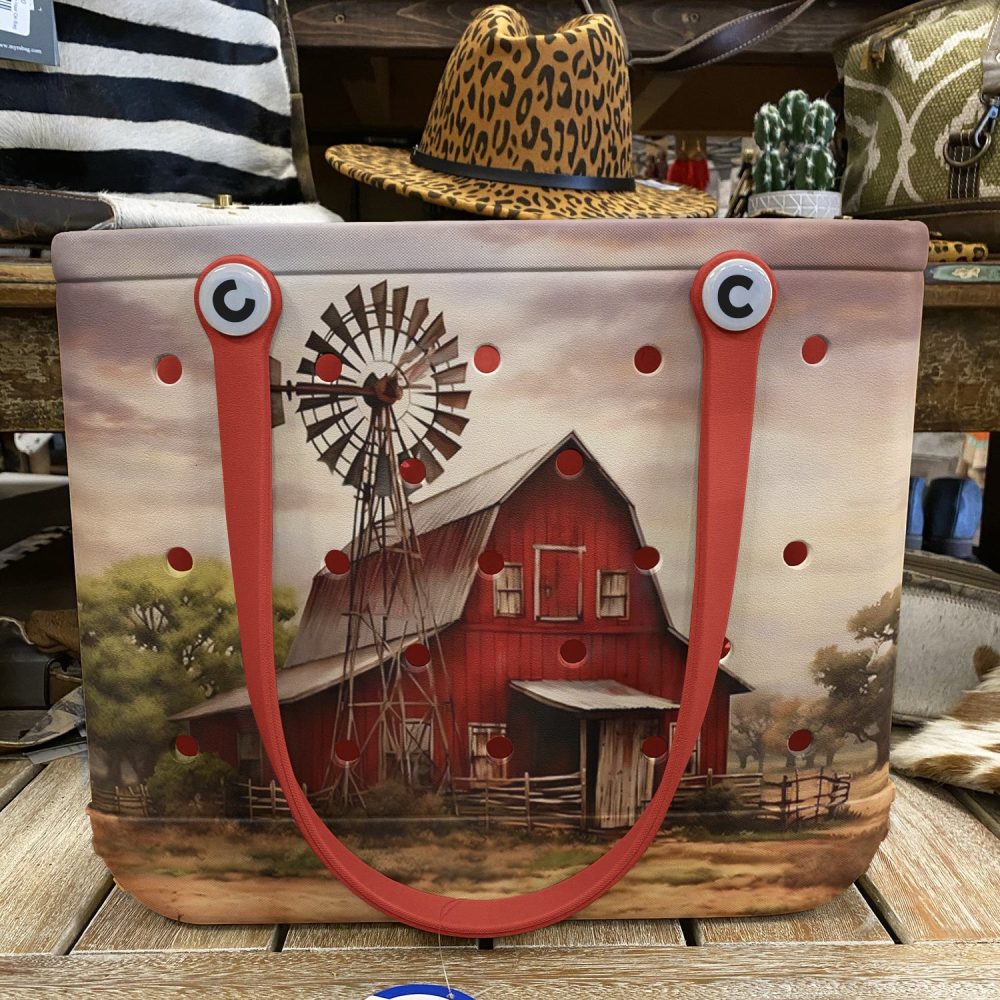 Charming Red Barn Farmhouse Tote Bag – Rustic Style With Durable Design For Everyday Use - Image 4