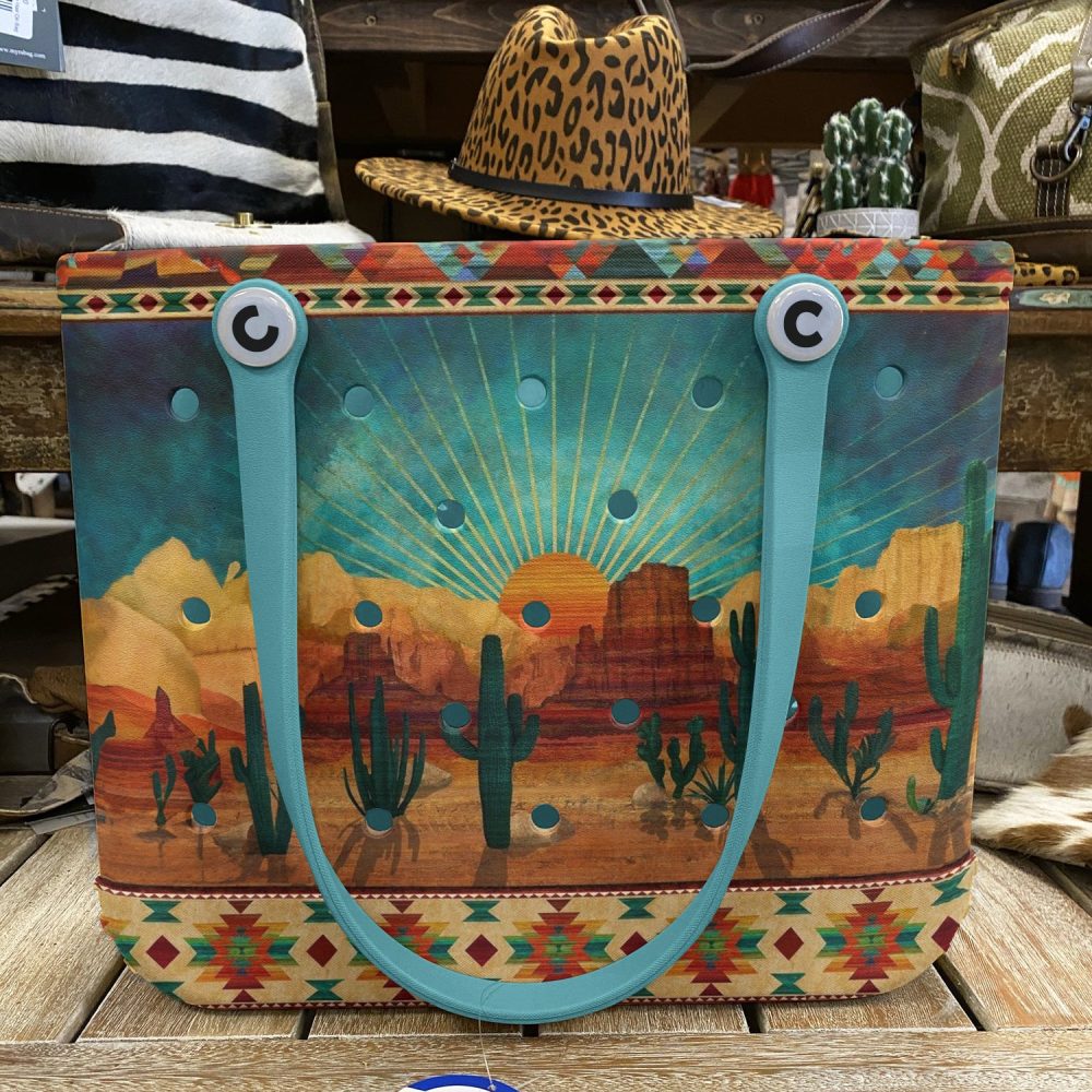 Southwestern Desert Sunset Tote Bag – Vibrant Cactus Landscape Design, Perfect For Everyday Use - Image 2