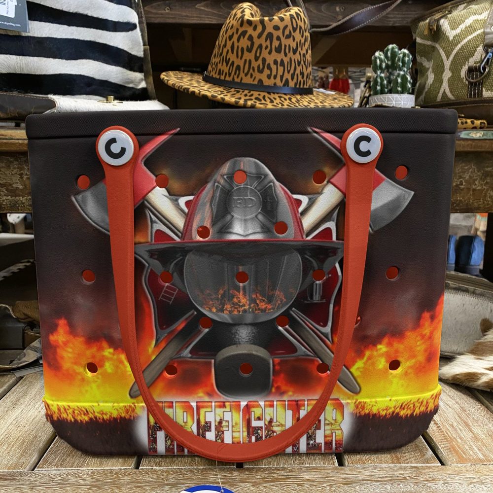 Bucket Tote Bag, Limited Edition Bogg Bag, Beach Bag Firefighter - Image 4