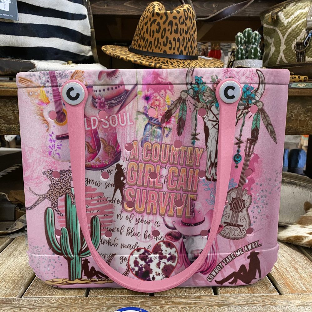 Bucket Tote Bag, Limited Edition Bogg Bag, Beach Bag Rustic Country Girl - Image 5