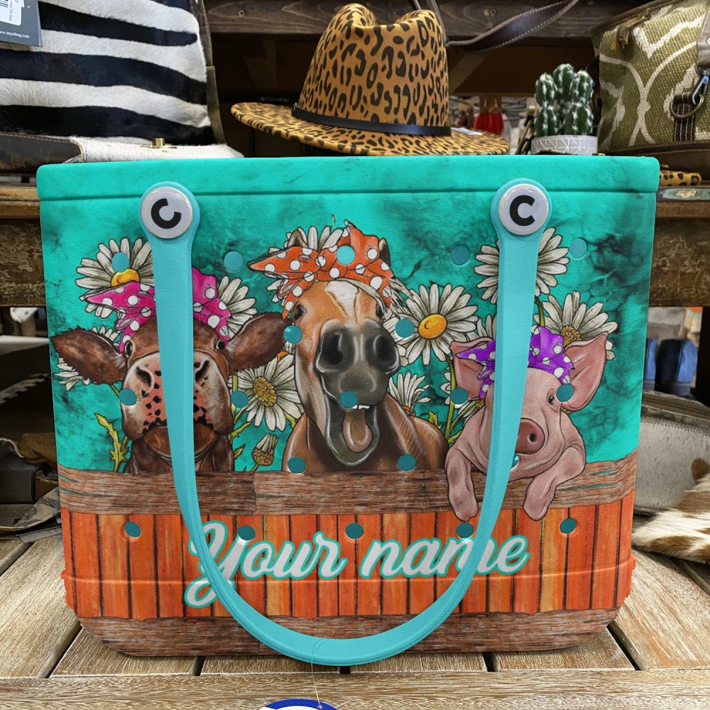Personalized Farm Animal Tote Bag – Custom Name, Cute Cow & Pig Design, Eco-Friendly - Image 5
