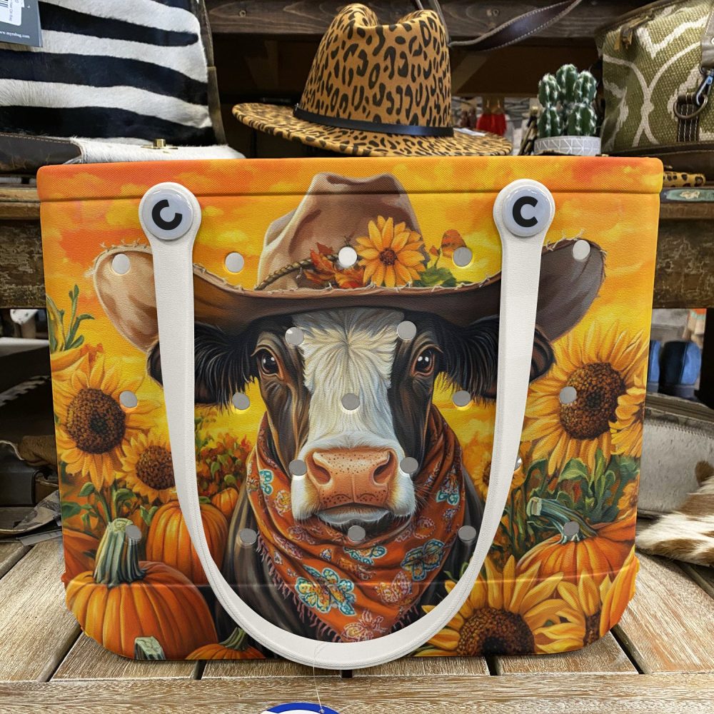 Chic Cowgirl Tote Bag - Vibrant Sunflower & Pumpkin Design - Perfect Fall Accessory! - Image 4