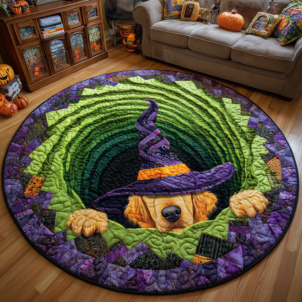 Magic Golden Retriever Quilted Round Mat