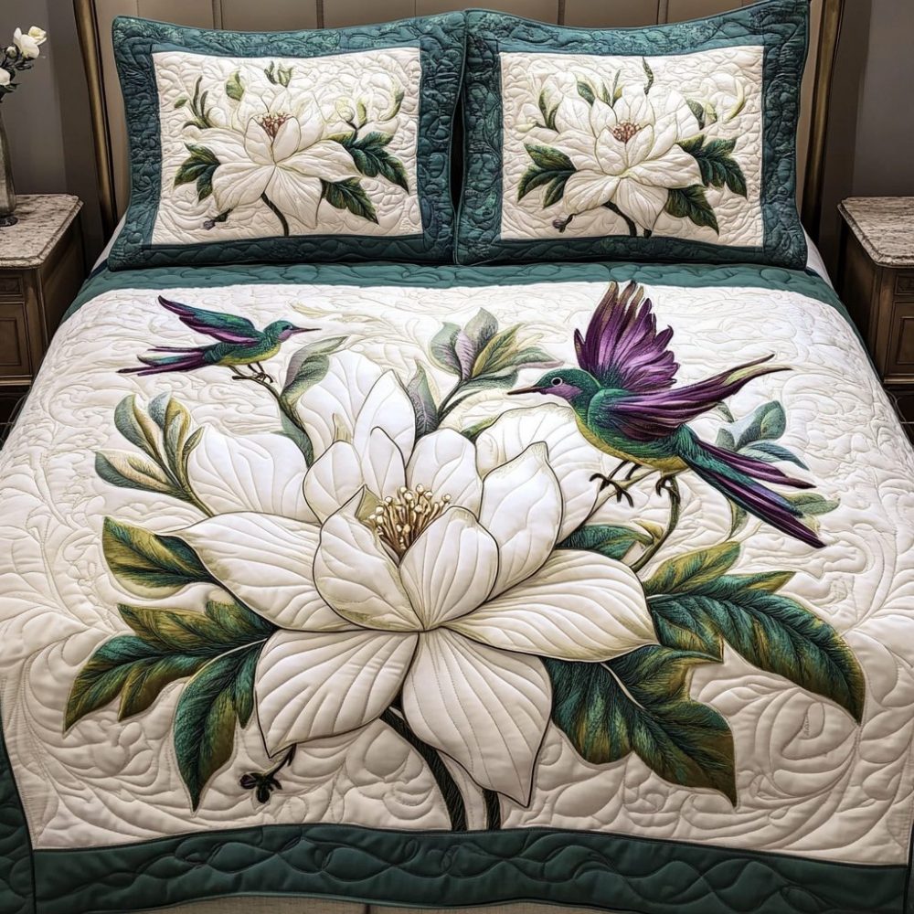 Magnolia Bliss 3-Piece Quilted Bedding Set