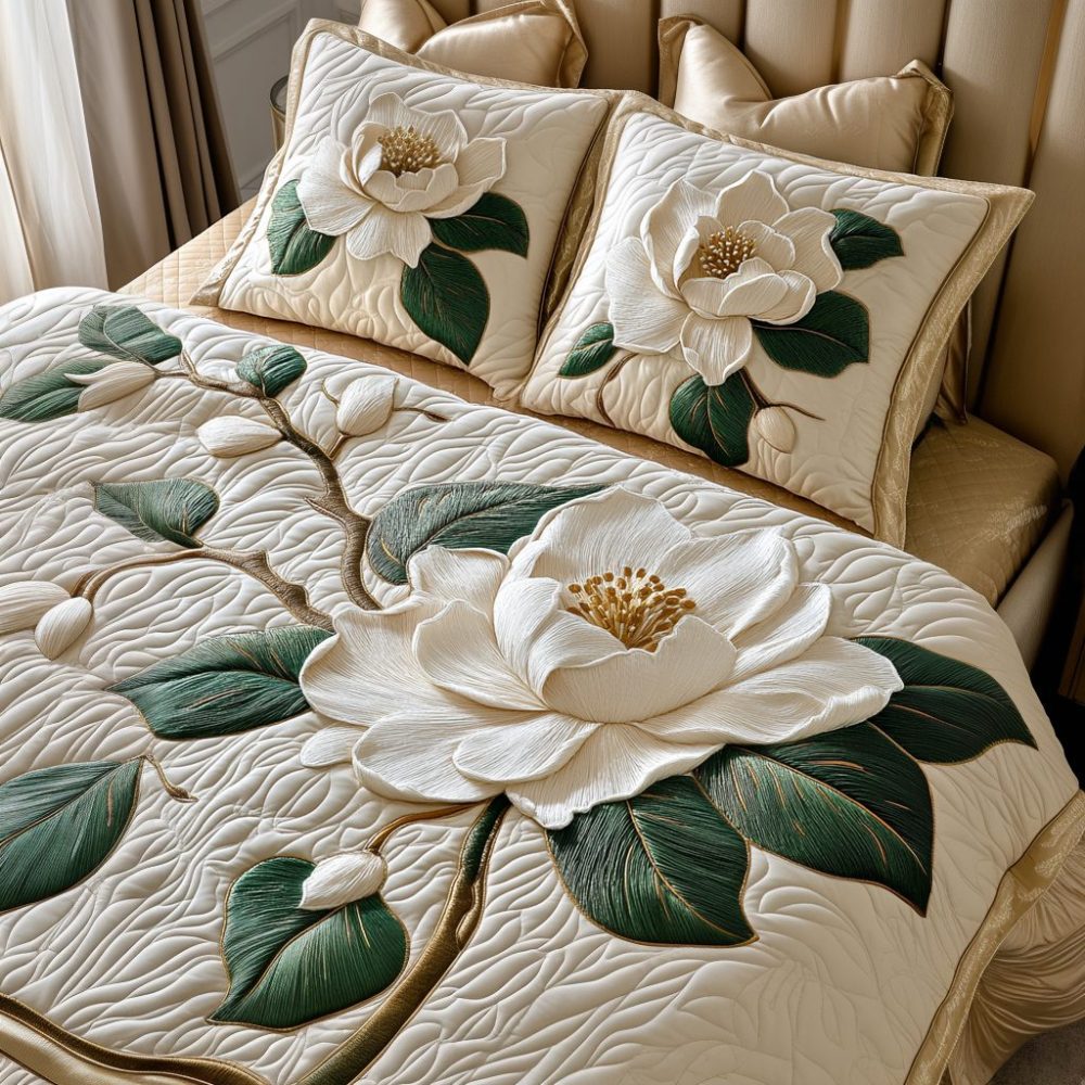 Magnolia Harmony 3-Piece Quilted Bedding Set