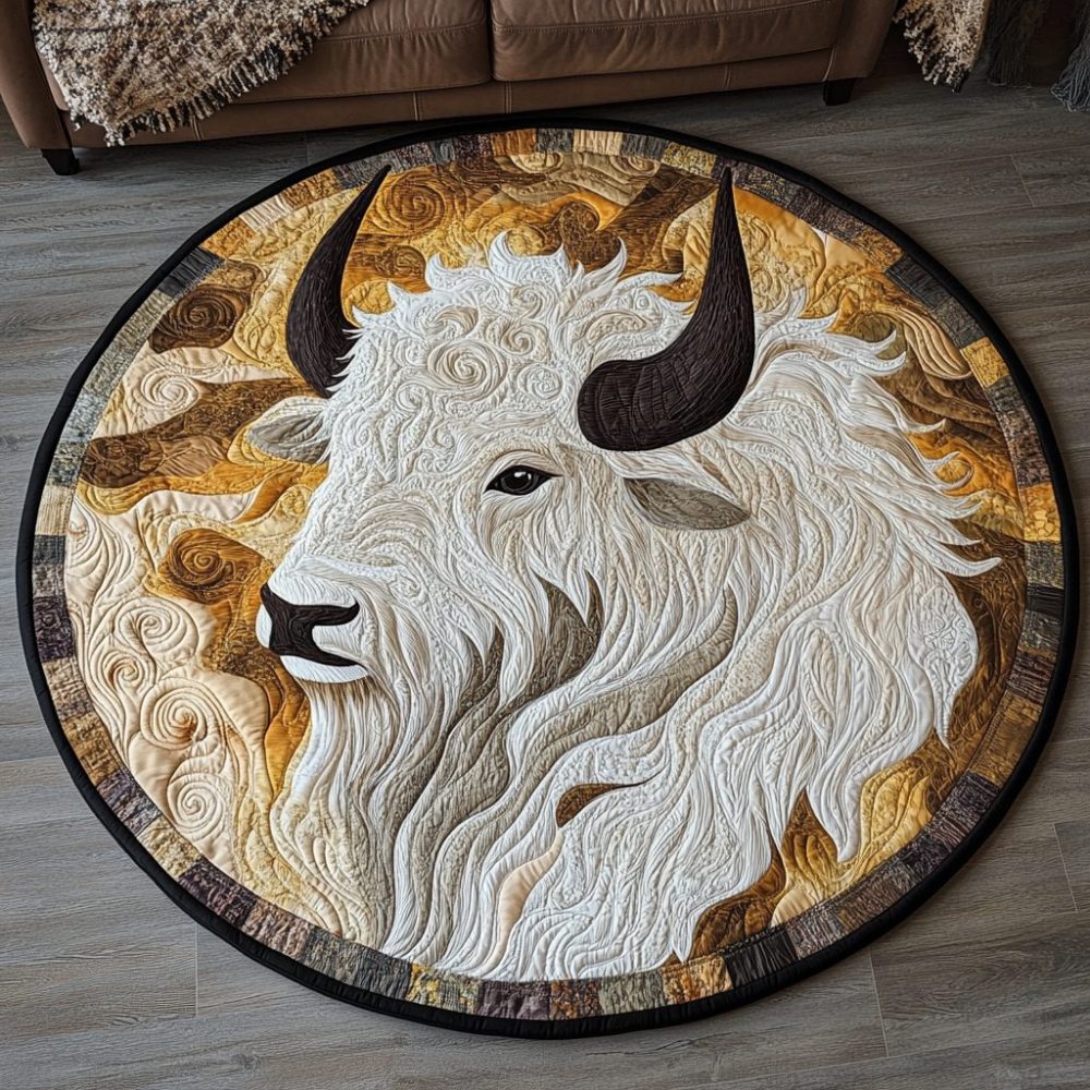 Majestic Bison Quilted Round Mat