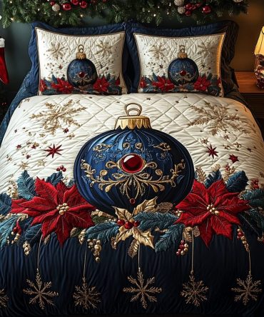 Majestic Christmas Glow 3-Piece Quilted Bedding Set