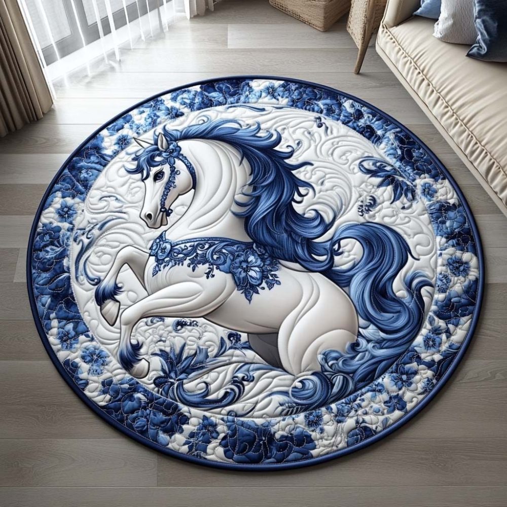 Majestic Crest Stallion Quilted Round Mat