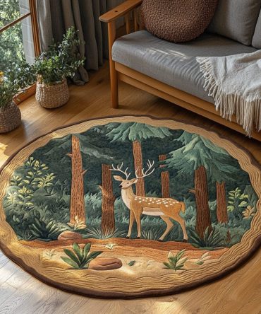 Majestic Deer Quilted Round Mat
