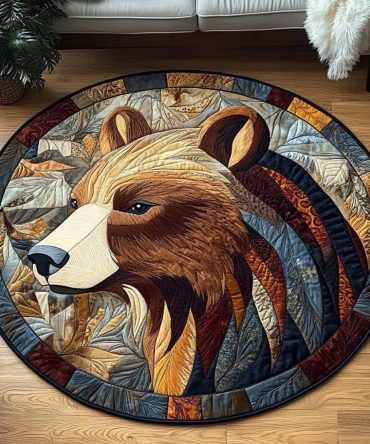 Majestic Grizzly Quilted Round Mat