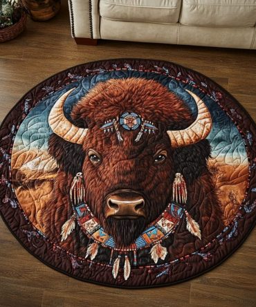 Majestic Horns Quilted Round Mat