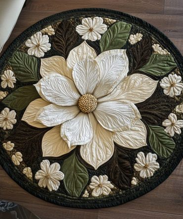 Majestic Magnolia Quilted Round Mat