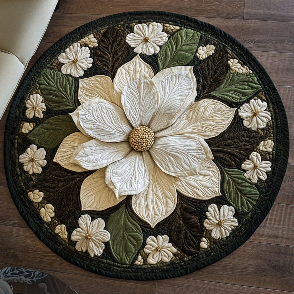 Majestic Magnolia Quilted Round Mat