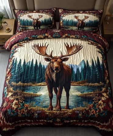 Majestic Moose 3-Piece Quilted Bedding Set